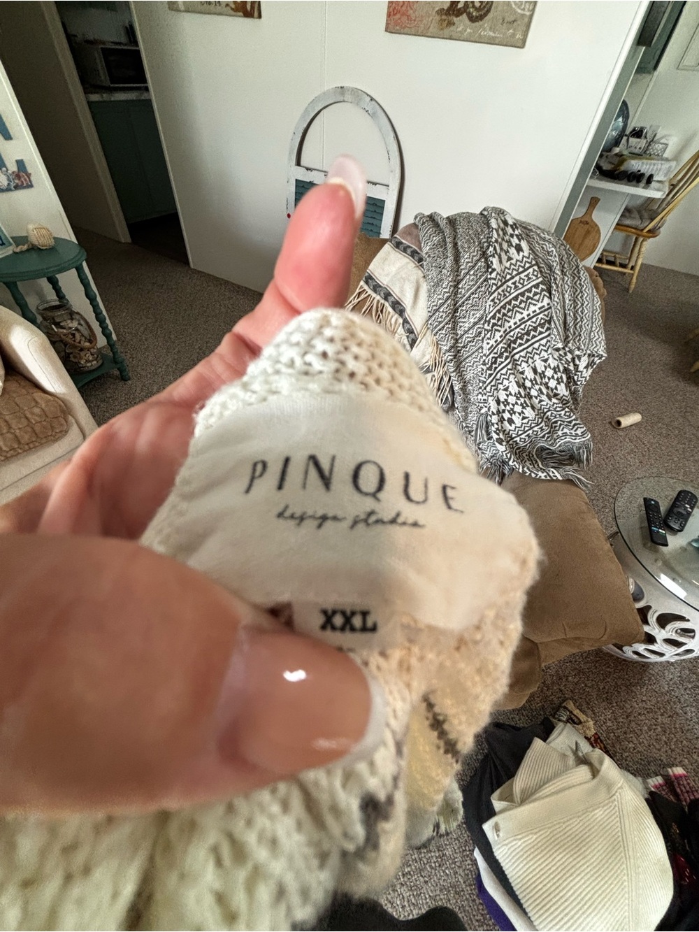 Open-Front Cream Ribbed Cardigan with Subtle Stripe - Picture 5 of 5
